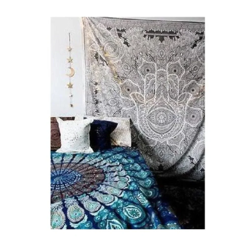 Full/Queen HAMSA Duvet and Pillow Cover SET Tapestry Bedding Bohemian Style